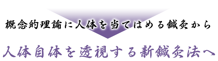 概念的理論に人体を当てはめる鍼灸から人体自体を透視する新鍼灸法へ